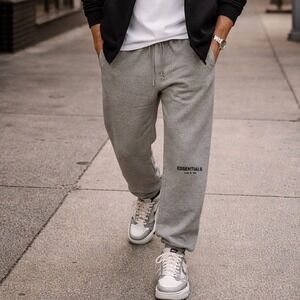 Fear of God Essentials Sweatpants Heather Grey Logo Joggers Mens Size S X1